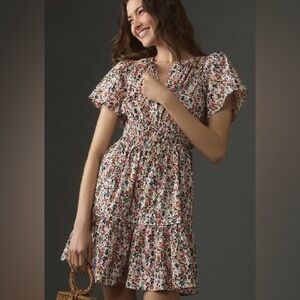 Anthropologie Somerset Mini Dress - Pink Floral Print